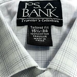 Jos. A. Bank Men's White Plaid Dress Shirt